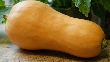 Fresh butternut squash on rustic kitchen countertop