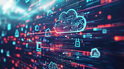 Digital Cloud Technology with Data Flow and Connections