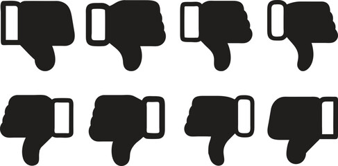 Thumb down, icon set, dislike symbol, vector illustration