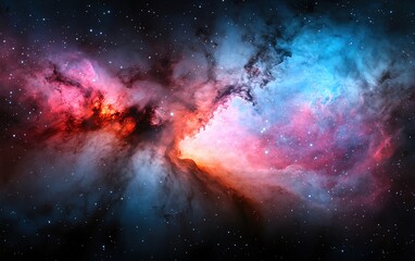 Fototapeta premium A vibrant cosmic nebula showcasing stunning colors in deep space.