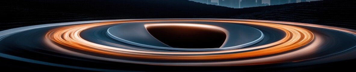 Fototapeta premium Unique architectural design featuring a circular structure with dramatic lighting and smooth contours in a modern environment