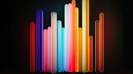 Obraz premium Vibrant, colorful vertical bars in various hues arranged against a dark background, creating a visually - appealing and modern composition.