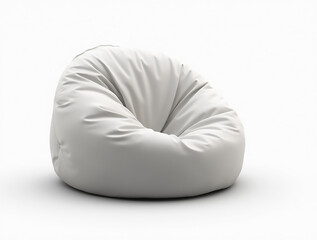 Comfortable white bean bag chair positioned on a plain white background for relaxed seating experiences