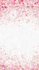 Romantic pink and gold heart background with textured white center