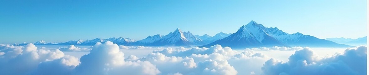 Blue sky with high altitude stratus cloud layer and a majestic mountain range, mountain ranges, high altitude, soft focus