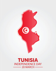 Tunisia Independence Day 20 March flag map vector poster