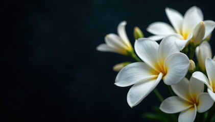 Soft petals of white flowers against dark velvet background, bloom, white