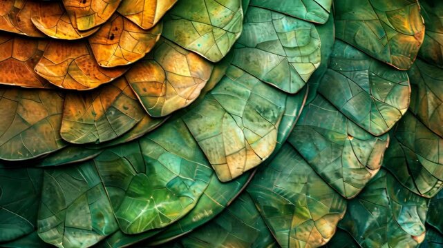 Green and brown geometric pattern, mimicking the intricate structure of a turtle shell