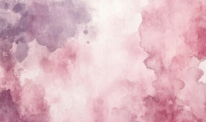 A watercolor painting of pink and purple with splatters of paint