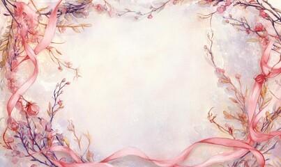 Obraz premium A pink ribbon is wrapped around a flower