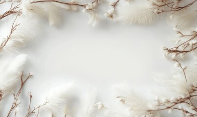 A white background with a frame of white flowers