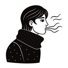 breath in the cold air vector illustration