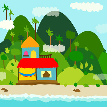  Vibrant Green Island Houses with Palm Trees