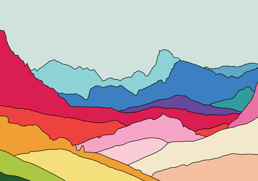 Dreamy Pastel Mountain Landscape