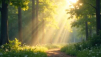 Soft focus sunbeams illuminate a serene abstract background, misty, sun, light
