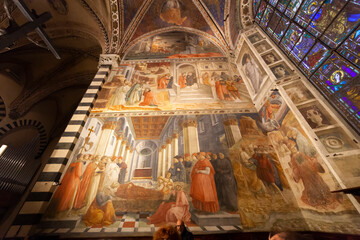 Italia, Toscana, città di Prato. Interni del Duomo. Affreschi di Filippo Lippi.