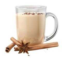 Warm Spiced Latte with Cinnamon Sticks and Star Anise