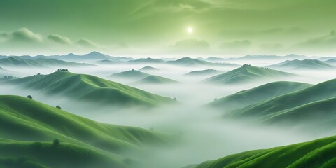 Obraz premium Mountain range with a foggy mist