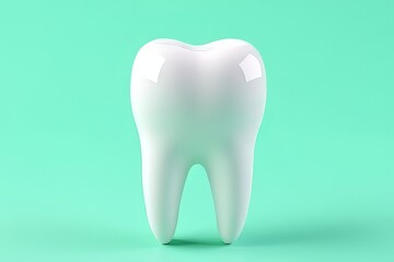 Healthy White Tooth on Mint Background for Dental Care