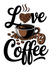 Obraz premium Coffee cup with a heart and coffee beans on it