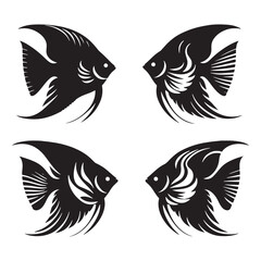 Majestic Angelfish silhouette, a timeless oceanic design - Angelfish illustration - Minimalist Angelfish vector - fish silhouette
