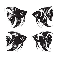 Unique Angelfish silhouette, a sleek representation of sea life - Angelfish illustration - Minimalist Angelfish vector - fish silhouette
