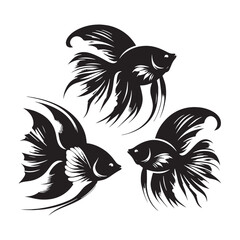 Striking Angelfish silhouette, ideal for marine-themed branding - Angelfish illustration - Minimalist Angelfish vector - fish silhouette
