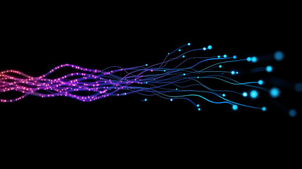 Abstract AI neural network background with glowing lines and waves