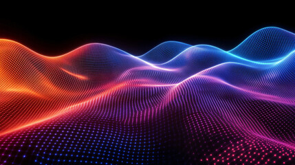 Abstract AI neural network background with glowing lines and waves