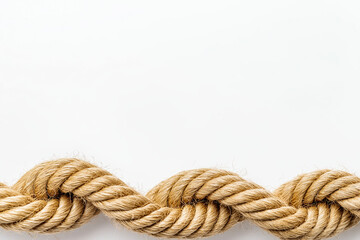 Close Up of Twisted Natural Rope on a White Background