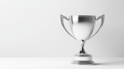 a sleek silver championship cup with elegant engravings, high-detail rendering, prestigious award, isolated on white background