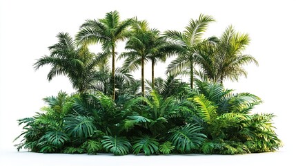 Tropical plants bush isolated against transparent background. Tree for reducing carbon dioxide concept. 