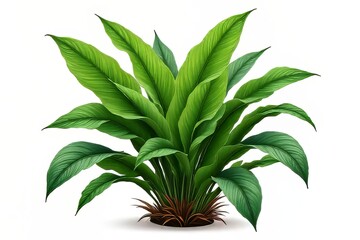 Fototapeta premium Lush Green Tropical Plant with Broad Leaves - Illustration for Design or Decoration