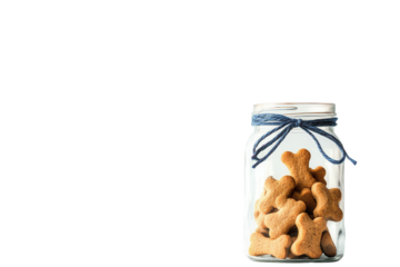 Dog treats in glass jar kitchen counter food minimalist style transparent background
