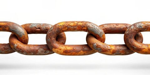 Fototapeta premium Rusty chain metal heavy isolated, rusty, chain, metal, heavy, isolated, old, weathered, grungy, texture, industrial, strength