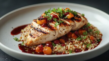 Close-upQuinoa Grilled chicken salad bowl healthy food