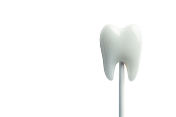 Innovative sugar-free lollipop shaped like a tooth a transparent background for dental awareness
