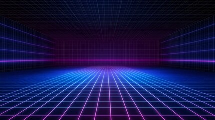 futuristic neon glowing grid perspective background