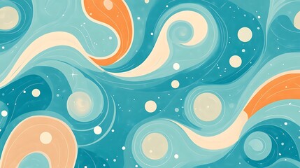 Abstract swirling pastel ocean waves design