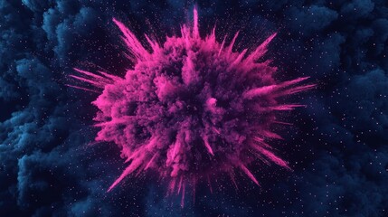 A vibrant explosion of pink hues amidst a dark, cosmic background, resembling a celestial event or a creative art piece.