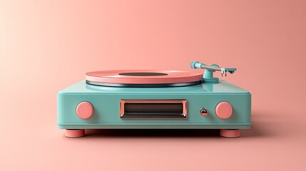 Obraz premium Vinyl player graphic with pastel color accents, in a 3D illustration