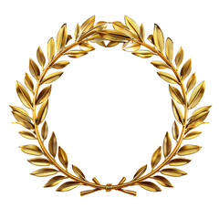 Golden laurel wreath isolated on white background