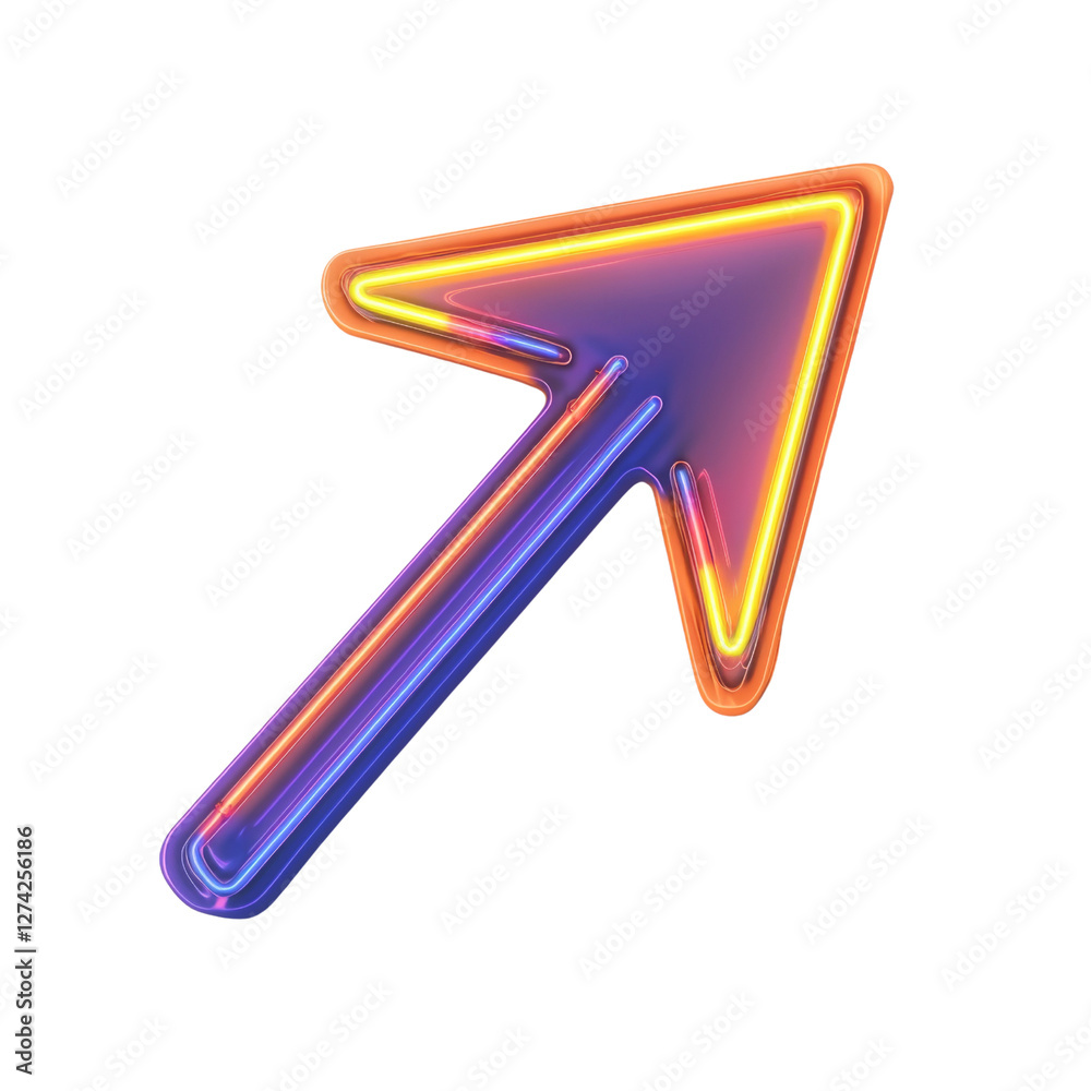 Aufkleber neon arrow design with vibrant colors and glowing effect, perfect for digital graphics and signage