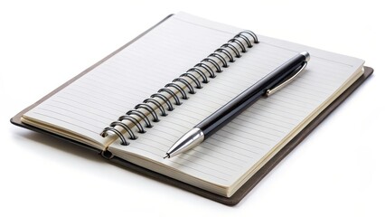 Notebook, Pen, Spiral, White Background