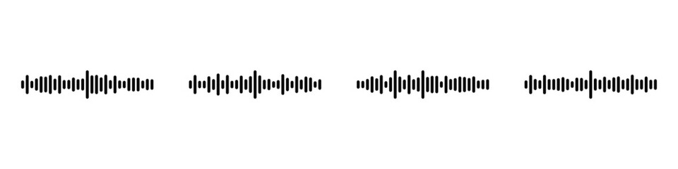 Podcast sound waves set. Waveform pattern for music player, podcast, voise message, music app. Audio wave icon. Equalizer template.