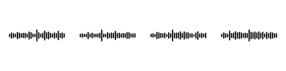 Podcast sound waves set. Waveform pattern for music player, podcast, voise message, music app. Audio wave icon. Equalizer template.