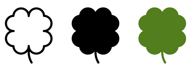 Good luck four leaf clover flat icon set isolated on transparent background.