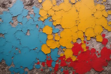 Obraz premium Peeling Paint in Vibrant Colors on a Weathered Surface