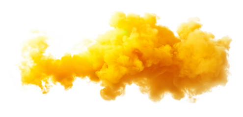 Yellow smoke cloud transparent PNG, isolated background cutout. Sulfur color thick smoke screen effect