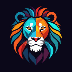 Vibrant Geometric Lion Head Design
